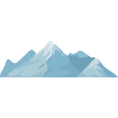 Stylized Blue and White Mountain Range Landscape With Snow Capped Peaks And Jagged Ridges Against A Transparent Background