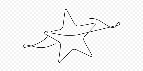 Single line star. Hand drawn star. Star line art style