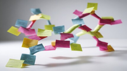 A collection of sticky notes representing organization and brainstorming in dynamic business strategy development