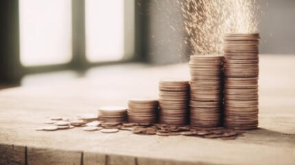 Collection of coins representing adaptive token web and their reaction to contextual changes in value and exchange