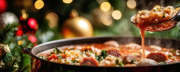 Traditional sauerkraut soup served for Christmas.