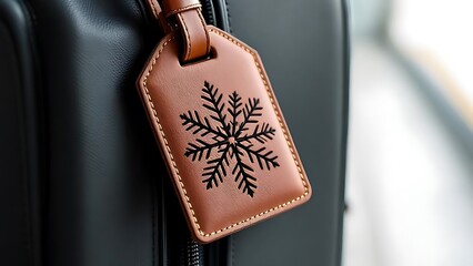 Luxury Travel Accessory Elegant Leather Luggage Tag with Snowflake Design
