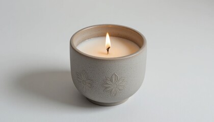 candle, wax, soy, glowing, flame, white, background, seamless, smooth, surface, light, bright, clean, simple, minimalist, pure, warm, home, decor, interior, decoration, isolated, object