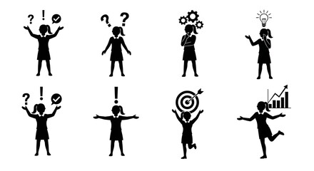 Obraz premium Silhouette Collection of Women Posing with Various Symbols.