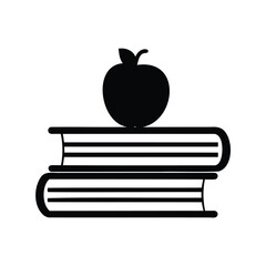 Symbolic representation of learning, featuring books and an apple on top