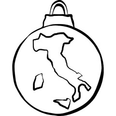 italy flag on a christmas ball illustration doodle italian ornament outline minimal hand drawn italy whimsical christmas