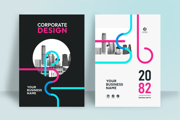Business Report Cover Template – Green and pink Geometric Layout (A4)