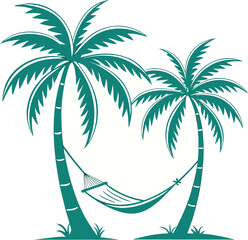 Tropical Sunset Hammock Silhouette Vector