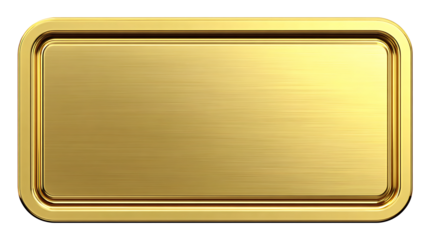 Gold Plated Rounded Corner Rectangle Plaque Decorative Graphic Design Object