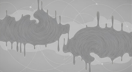 Abstract gray painting with dripping shapes and circles for modern art and design enthusiasts alike