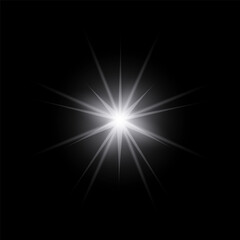 Fototapeta premium Golden sparkle lights, flashing lights, light effects, sunlight lens flare, glowing ray beams, sparkling starsicon on black background.