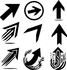 Arrow icon silhouette collection vector design isolated on white background,