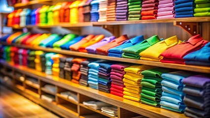 Colorful Shirts on Retail Shelf - Tilt-Shift Miniature Photography
