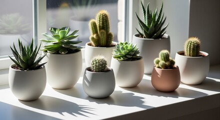 Succulents and Cacti on a Windowsill