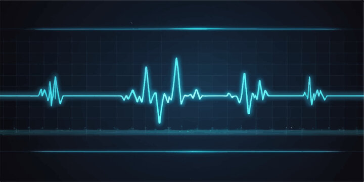 Blue heartbeat cardiogram illustration on a medical monitor showing the life pulse line for healthcare technology