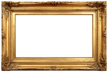 Golden Ornamental Photo Frame Empty Artwork Border Interior Decoration Vintage Design