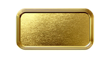 Golden Metallic Rounded Rectangle Signboard with Fine Brushed Texture on Transparent Background