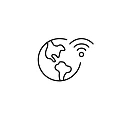 Obraz premium Earth globe and wi-fi symbol. International online connection. Pixel perfect, editable vector icon
