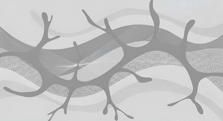 Abstract gray art background with organic shapes waves and lines, modern design for wall art decor print
