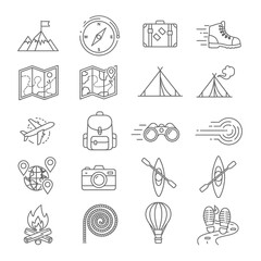 Fototapeta premium Dynamic Travel & Adventure Line Icons