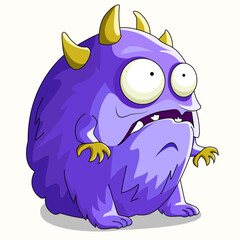 Purple cartoon monster with horns