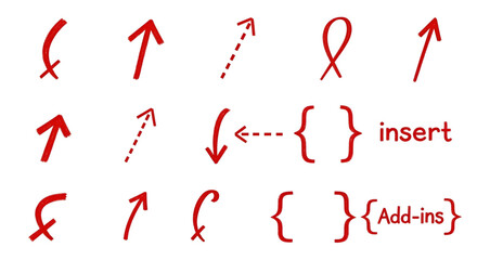 Red arrow vector clip art graphic design element for direction and insert add ins illustration