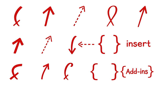 Red arrow vector clip art graphic design element for direction and insert add ins illustration