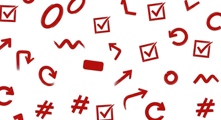 Red check marks arrows and symbols pattern design for websites presentations and marketing materials usage