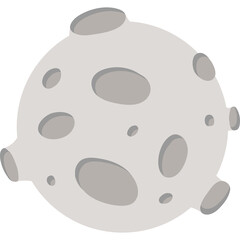 Stylized Moon With Craters And Protrusions In Light Gray And Dark Gray Colors On A Transparent Background