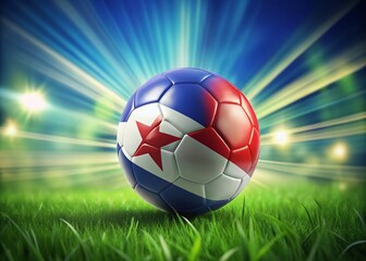 Cuba Soccer Ball Action Shot: Football Bouncing Towards Viewer, Grass, Cuban Flag Background