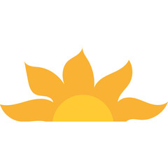 Stylized Rising Sun Graphic With Orange Yellow Petals And Half Circle Sun On Transparent Background Representing Daylight And Warmth