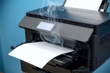 smoke from malfunctioned printer machine