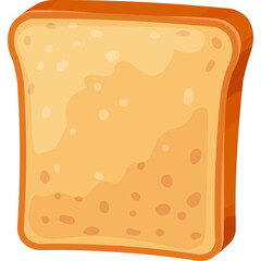 Toasted Bread Slice With Brown Crust And Light Yellow Interior Isolated On White Background Simple Flat Design