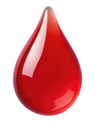 Obraz premium Glossy Crimson Blood Drop on Transparent Background, 3D Realism Design Element