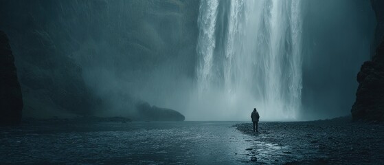 Solitude by a powerful waterfall