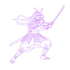 Line art illustration of a samurai
