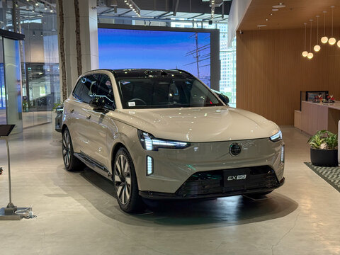 Bangkok, Thailand - July 25, 2025: Volvo ex 90 electric SUV displayed in Volvo showroom Bangkok