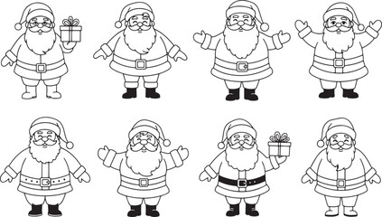 Vector set of Santa claus isolated on transparent background, editable file