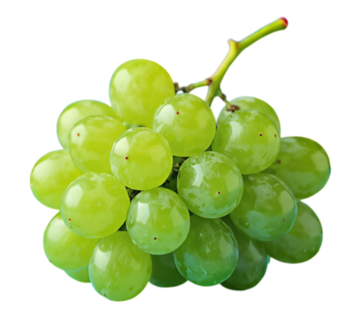 Fresh Bunch of Green Grapes Isolated on White Transparent Background