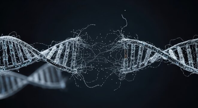 Digital dna strand visualization on dark background