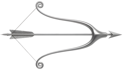 Sleek silver bow and arrow poised for action, symbolizing precision, focus, and ultimate victory in any pursuit.