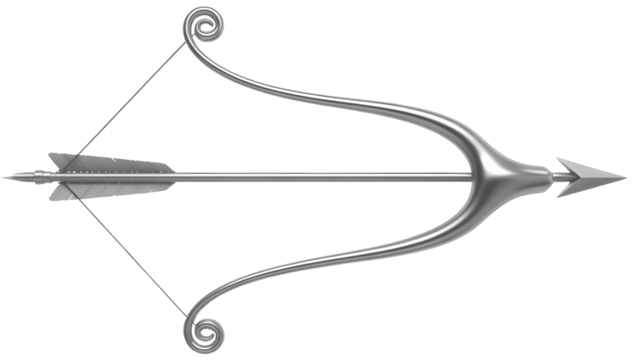 Sleek silver bow and arrow poised for action, symbolizing precision, focus, and ultimate victory in any pursuit.