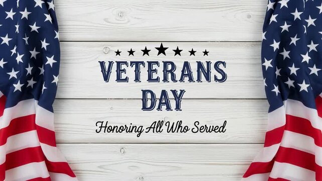 Veterans day honoring all who served with american flags