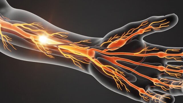 Human Arm Nerves and Pain Sensation in a Detailed Anatomical Representation.