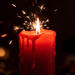 burning candle in the dark