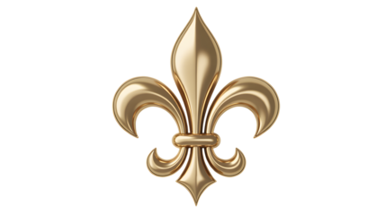 Stunning polished gold fleur de lis emblem symbol representing royalty, heritage, and elegance for premium branding and design projects.