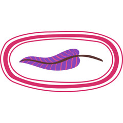 Stylized Purple Feather Illustration Inside Pink Oval Border on Transparent Background