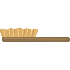 A vintage wooden hair brush with natural bristles displayed horizontally against a pure white background perfect for design elements and graphic overlays.