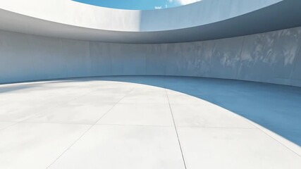 Sunlight Moves Across a Minimalist Concrete Rotunda as Clouds Drift Through the Open Oculus. - Powered by Adobe
