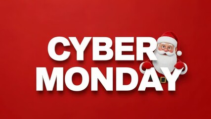 Cyber monday sale with santa claus on red background - Powered by Adobe